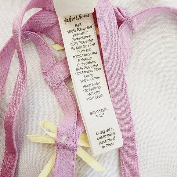 For Love and Lemons Daphne Purple Floral Lace Thong Panty XXS NWOT Lingerie - Picture 9 of 14